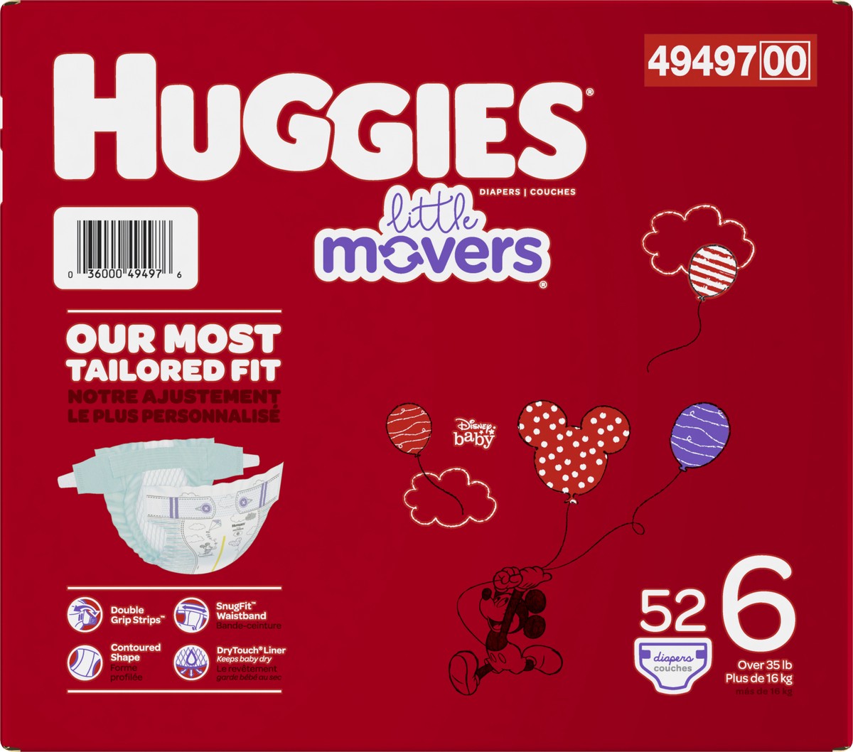 slide 8 of 9, Huggies Little Movers Diapers - Size 6, 52 ct