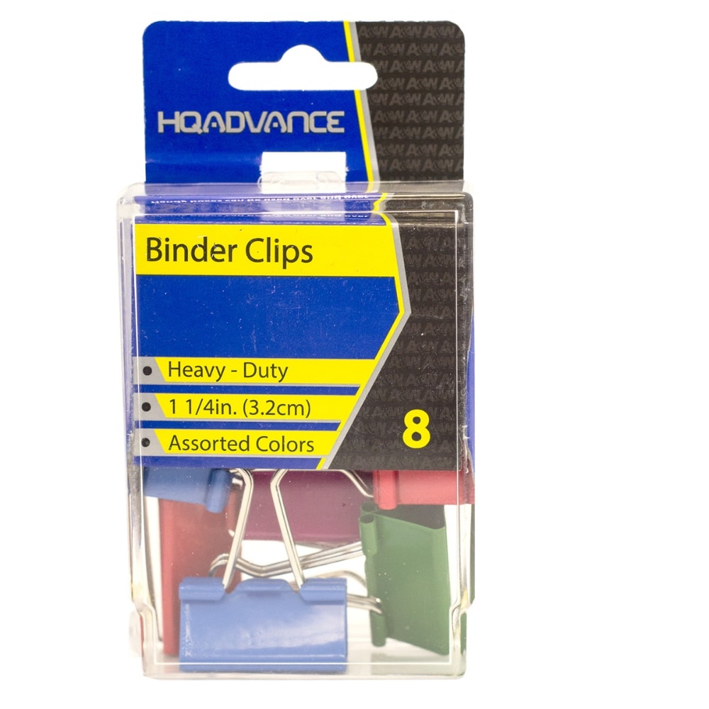 slide 1 of 1, Hq Advance Heavy-Duty Binder Clip - 8 Pack - 1.25 Inch - Multi-Color, 1.25 in