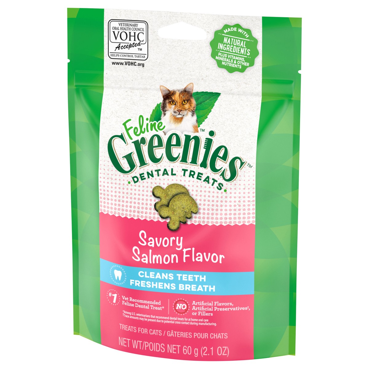 slide 2 of 9, Greenies Dental Care Salmon Adult Cat Treats - 2.1oz, 2.1 oz