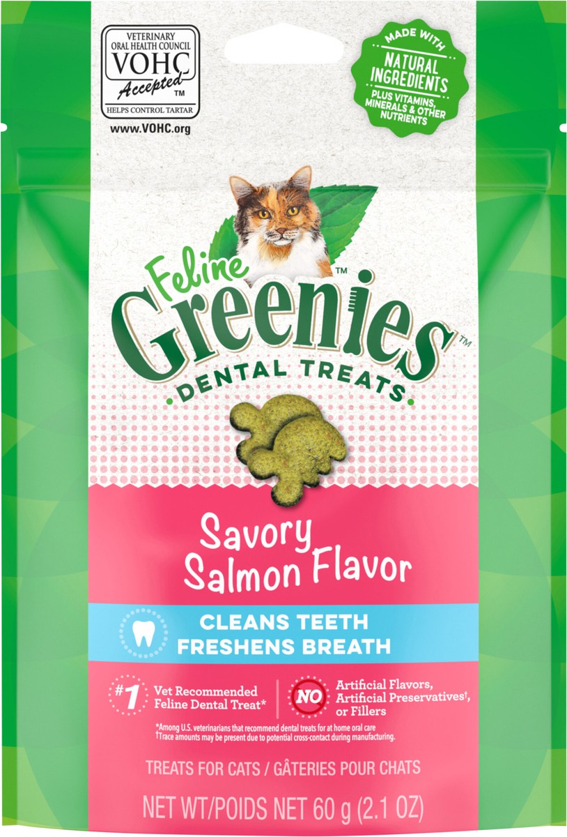 slide 8 of 9, Greenies Dental Care Salmon Adult Cat Treats - 2.1oz, 2.1 oz