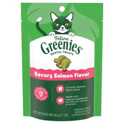 Feline Greenies Premium Dental Treats Savory Salmon Flavor Cat Treats 60 g
