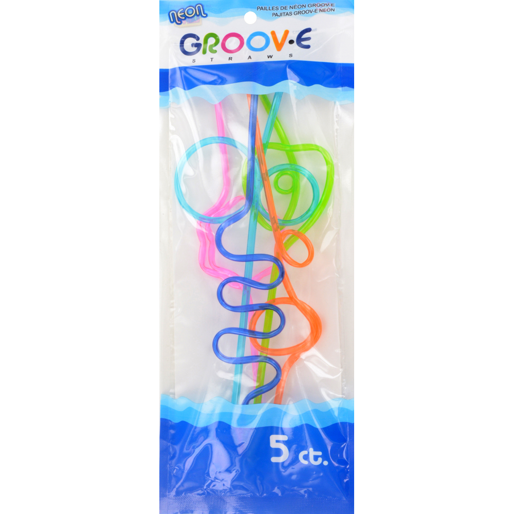 slide 1 of 1, LaMi Neon Groovy Straws, 5 ct