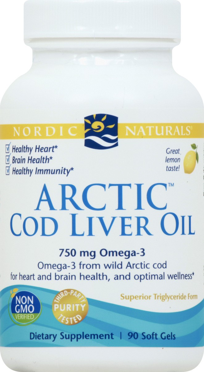 slide 4 of 12, Nordic Naturals Arctic Cod Liver Oil Omega-3 Lemon Flavor, 90 ct