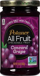 Polaner All Fruit Concord Grape Spreadable Fruit, Grape Fruit Spread, Gluten Free, 10 oz