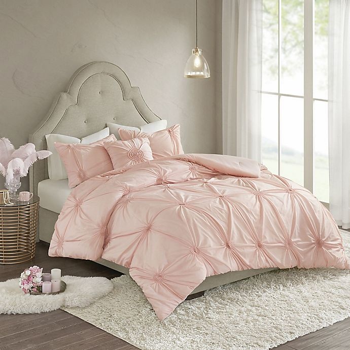 slide 1 of 7, Madison Park Leila Full/Queen Comforter Set - Blush, 1 ct