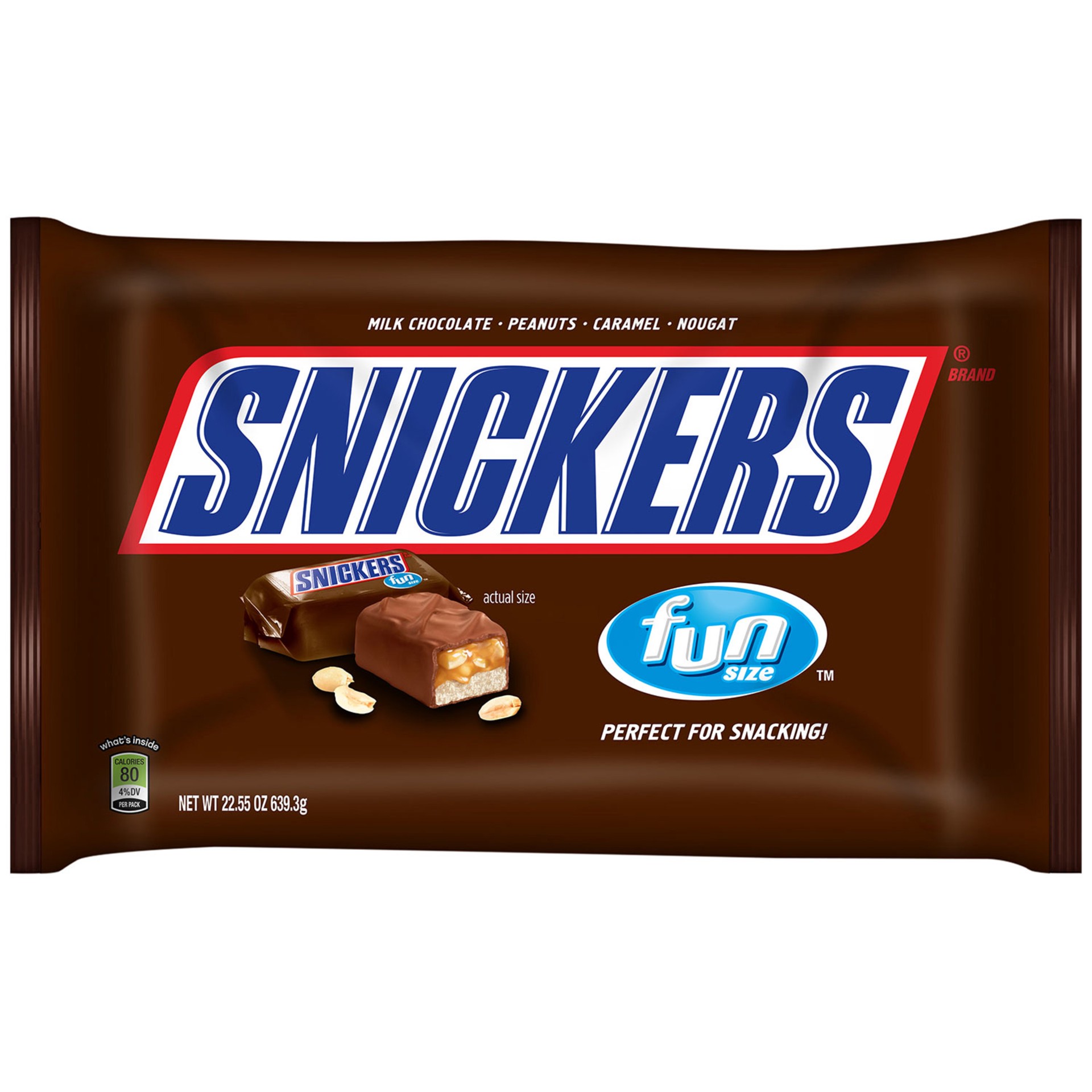 slide 1 of 6, SNICKERS Original Chocolate Fun Size Bars, 22.55 oz. Bag, 22.55 oz