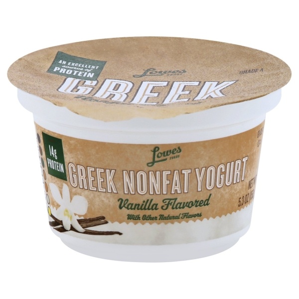 slide 1 of 1, Lowes Foods Non Fat Vanilla Greek Yogurt, 5.3 oz