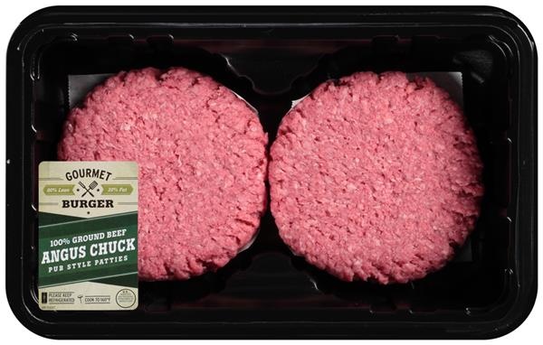 slide 1 of 1, Hy-Vee 100% Ground Beef Angus Chuck Pub Style Patties, 6 lb