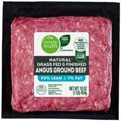 Simple Truth® 93/7 Natural Grass Fed Angus Ground Beef - 1 LB Pack