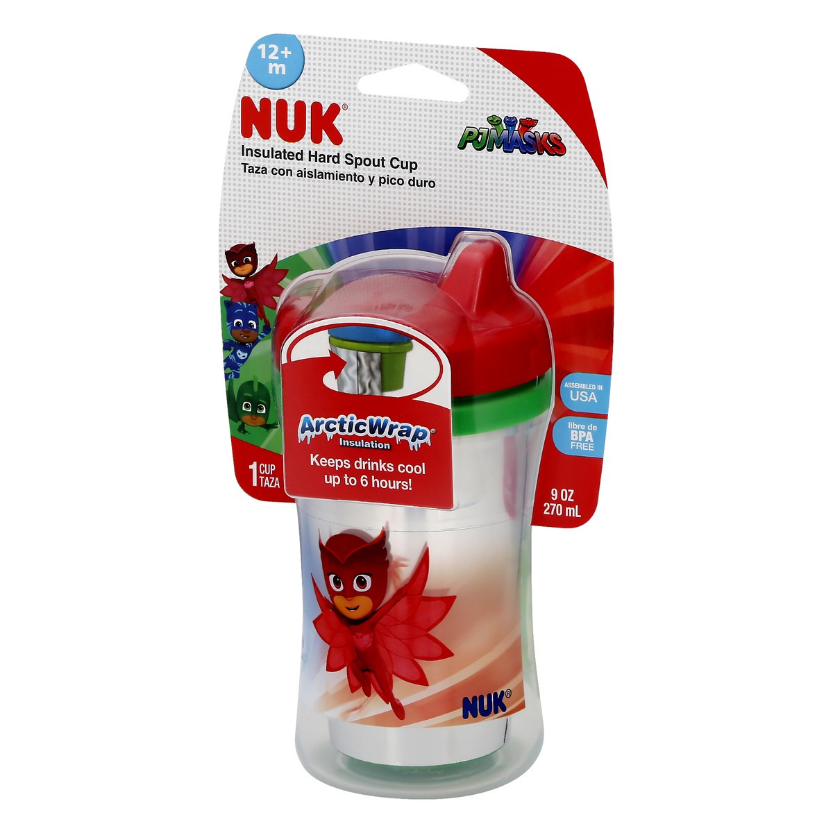 slide 9 of 11, NUK Hard Spout PJ Masks 9 Ounce Insulated Cup 1 ea, 1 ea