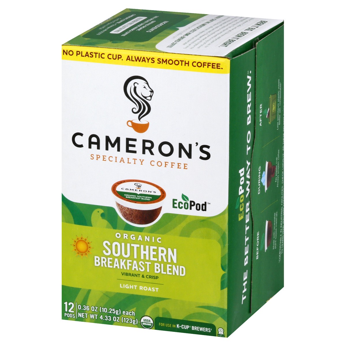 slide 4 of 9, Cameron's Organic Light Roast EcoPods Southern Breakfast Blend Coffee - 12 ct, 12 ct