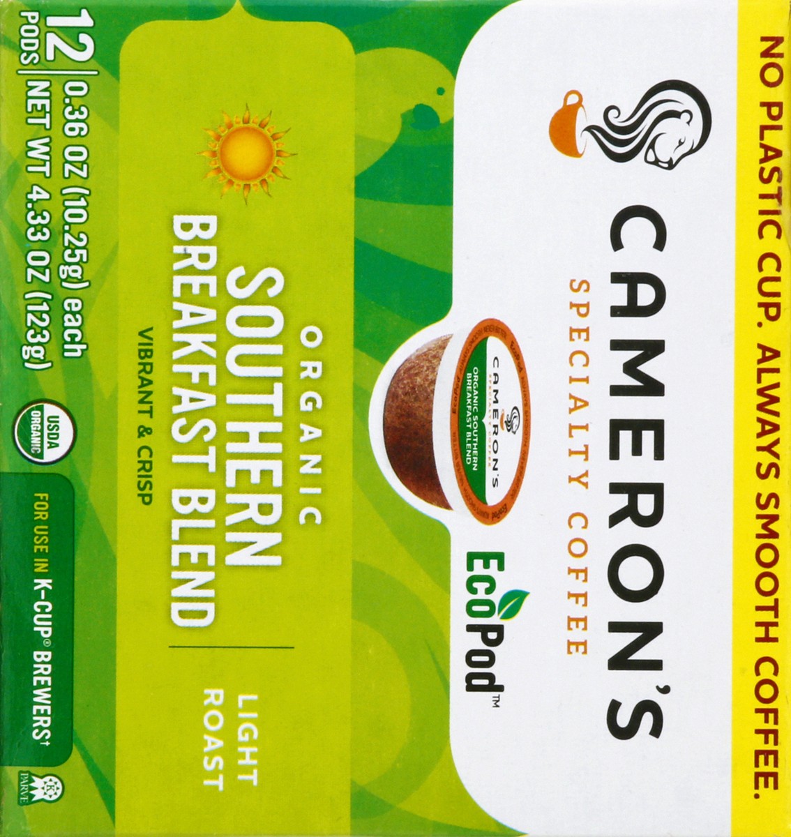 slide 4 of 9, Cameron's Organic Light Roast EcoPods Southern Breakfast Blend Coffee 12 ea, 12 ct