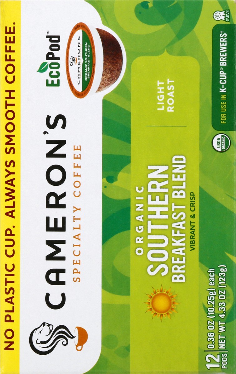 slide 5 of 9, Cameron's Organic Light Roast EcoPods Southern Breakfast Blend Coffee 12 ea, 12 ct