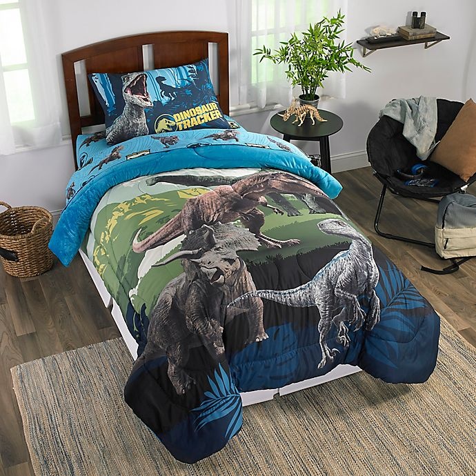 slide 1 of 3, Jurassic World 2 Twin/Full Reversible Comforter - Blue, 1 ct