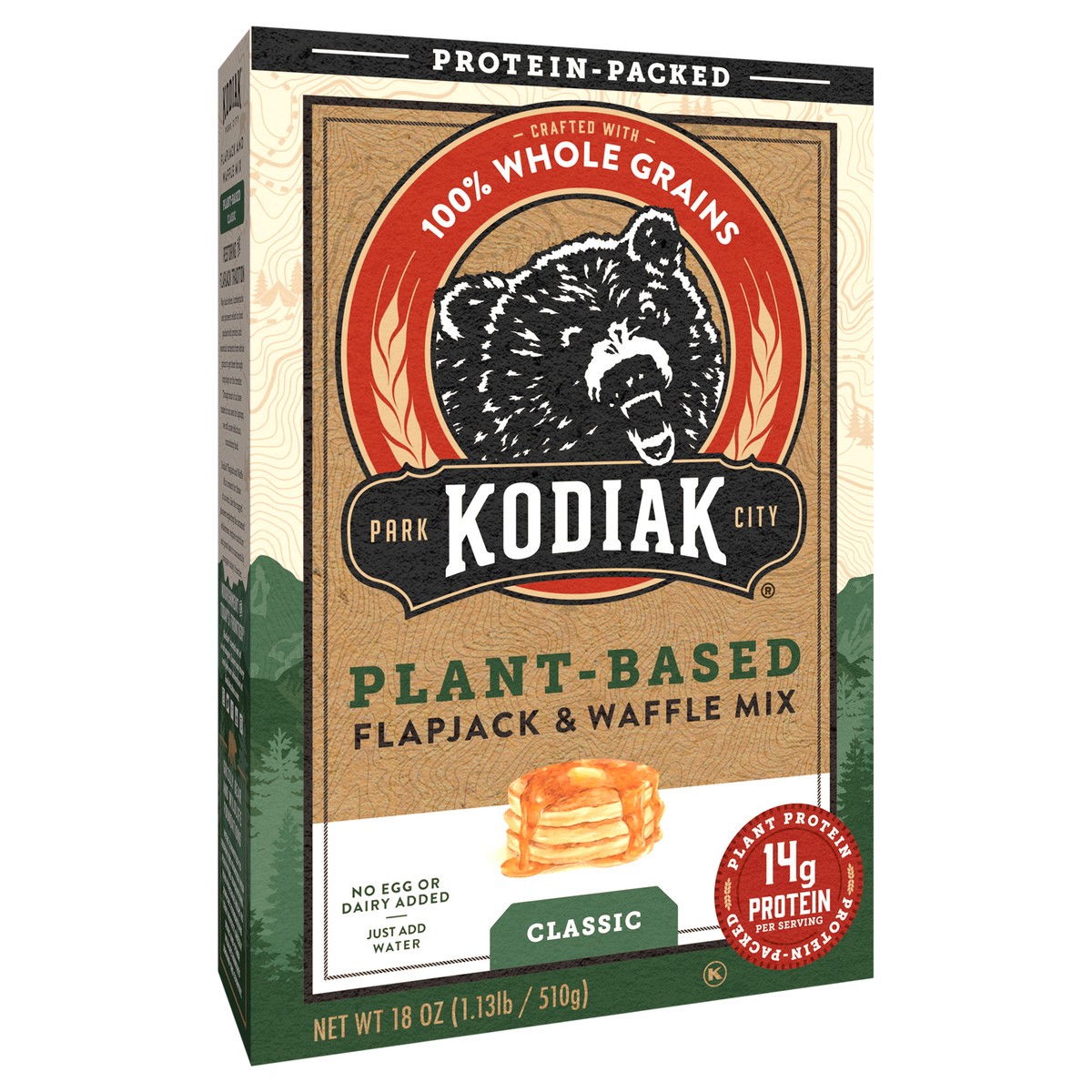 slide 2 of 8, Kodiak Cakes Plant-Based Classic Flapjack & Waffle Mix, 18 oz