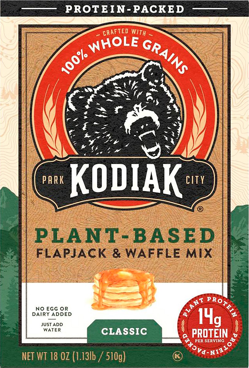 slide 5 of 8, Kodiak Cakes Plant-Based Classic Flapjack & Waffle Mix, 18 oz