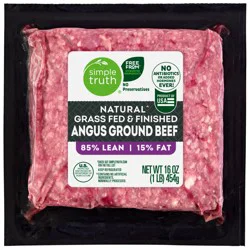 Simple Truth 85/15 Natural Grass Fed Angus Ground Beef - 1 lb Pack