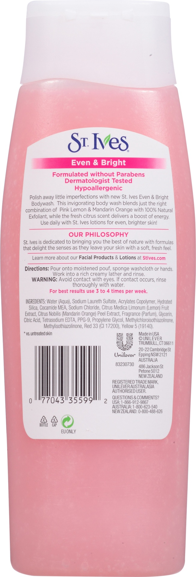 slide 6 of 7, St. Ives Even & Bright Pink Lemon & Mandarin Orange Body Wash, 13.5 oz