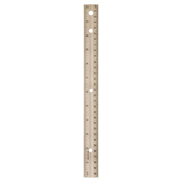 slide 1 of 1, Academix Wooden Ruler with Metal Edge, 12 in