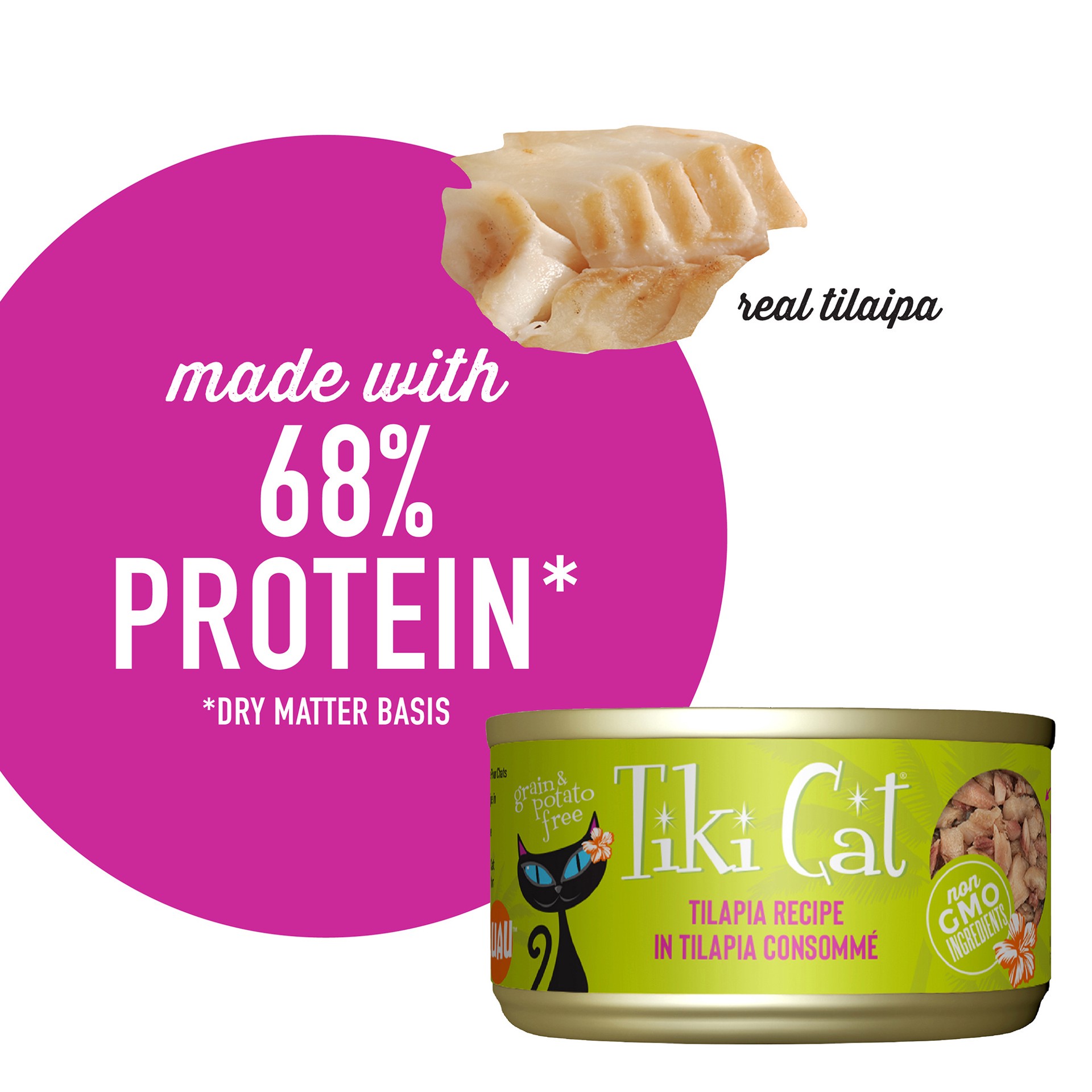 slide 7 of 8, Tiki Cat Luau Wet Cat Food, Tilapia, 2.8 oz. Can, 2.8 oz