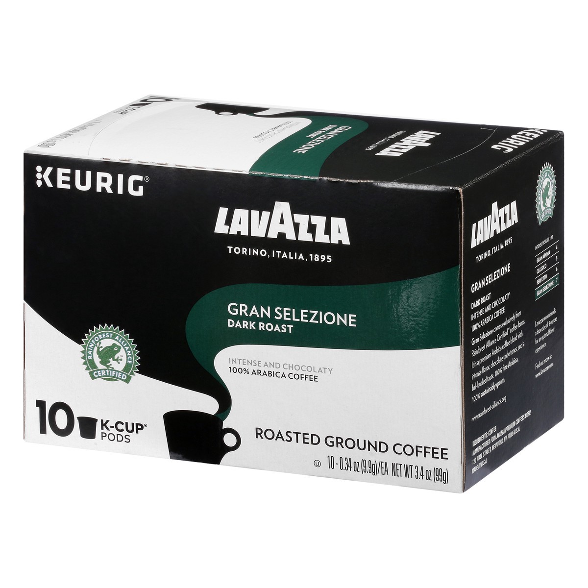 slide 6 of 9, Lavazza Coffee, 100% Arabica, Ground, Dark Roast, Gran Selezione, K-Cup Pods - 0.34 oz, 0.34 oz