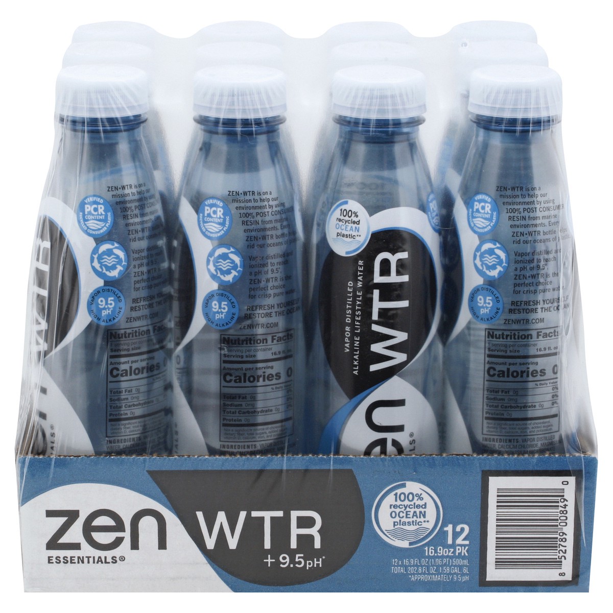 slide 1 of 9, Zen Water Vapor Distilled Alakaline Water, 16.9 oz