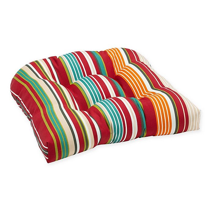 slide 1 of 1, Destination Summer Stripe U Rounded Back Wicker Indoor/Outdoor Chair Cushion - Red, 1 ct