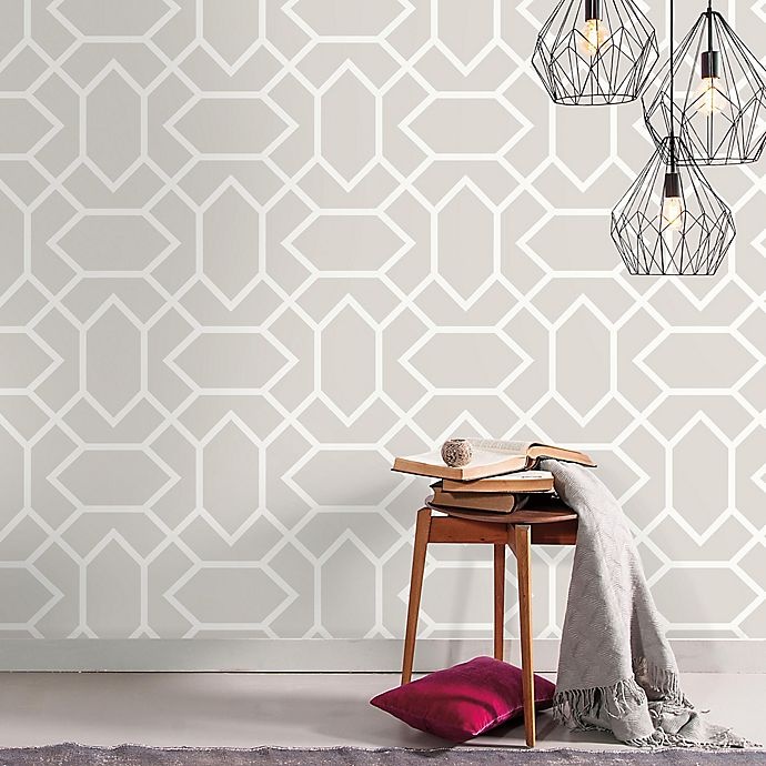 slide 2 of 3, RoomMates Modern Geometric Peel & Stick Wallpaper - Slate Grey, 1 ct