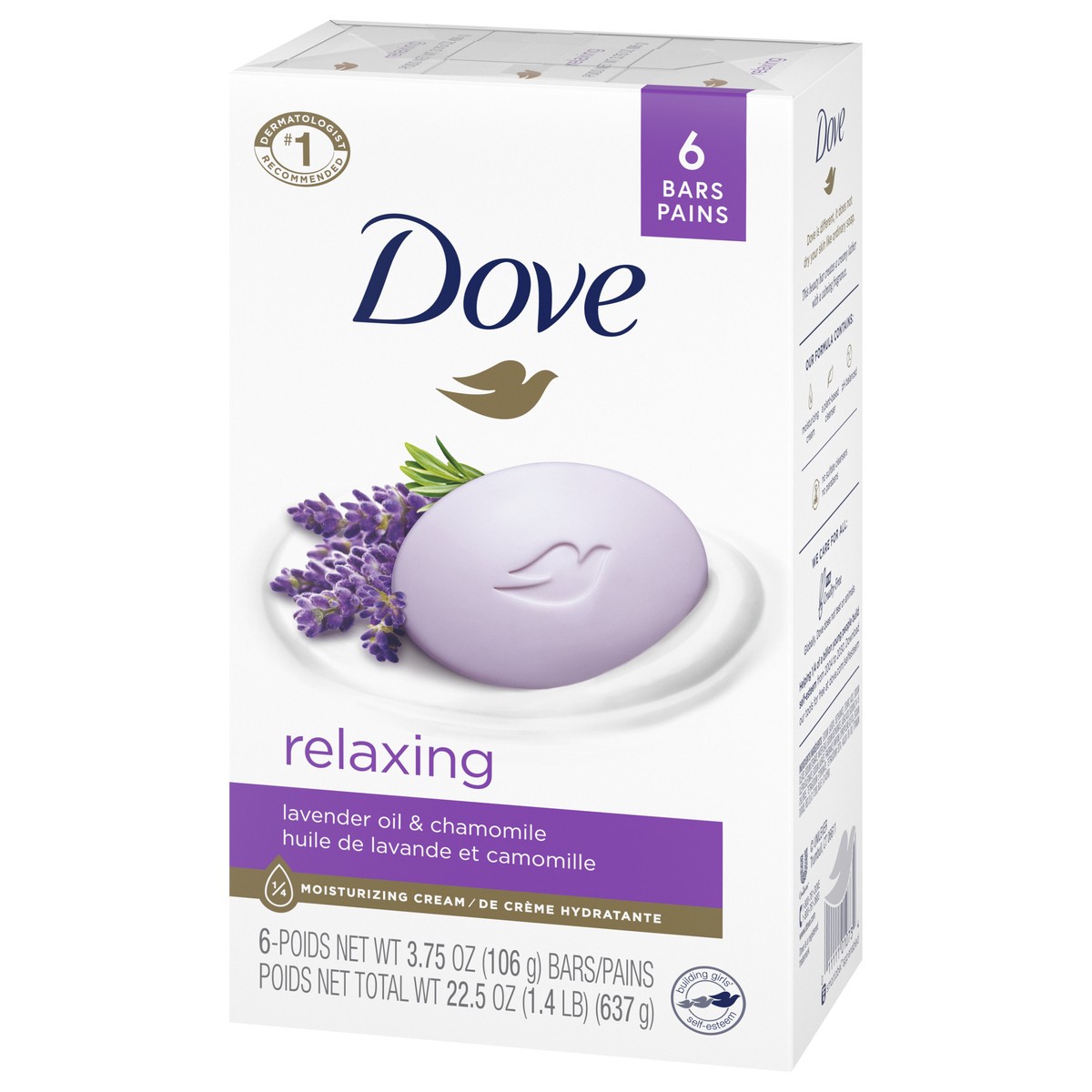 slide 9 of 11, Dove Beauty Bar Gentle Skin Cleanser Relaxing Lavender, 3.75 oz, 6 Bars, 3.75 oz