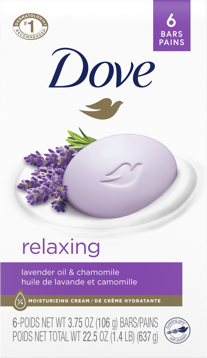 slide 3 of 11, Dove Beauty Bar Gentle Skin Cleanser Relaxing Lavender, 3.75 oz, 6 Bars, 3.75 oz