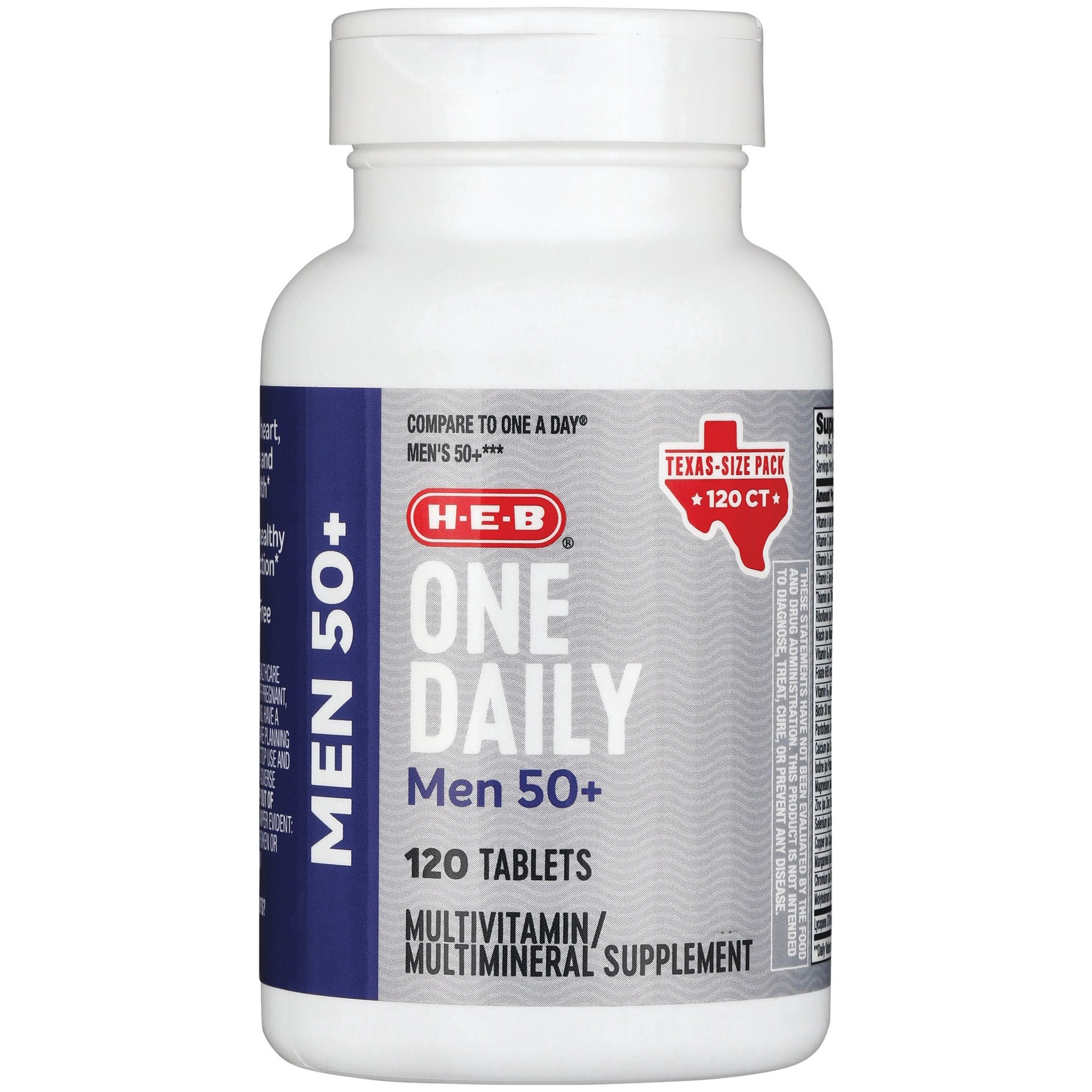 slide 1 of 1, H-E-B 50+ One Daily For Men, 120 ct