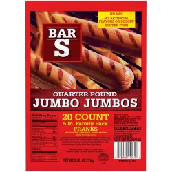 Bar-S Jumbo Quarter Pound Franks 20 Each