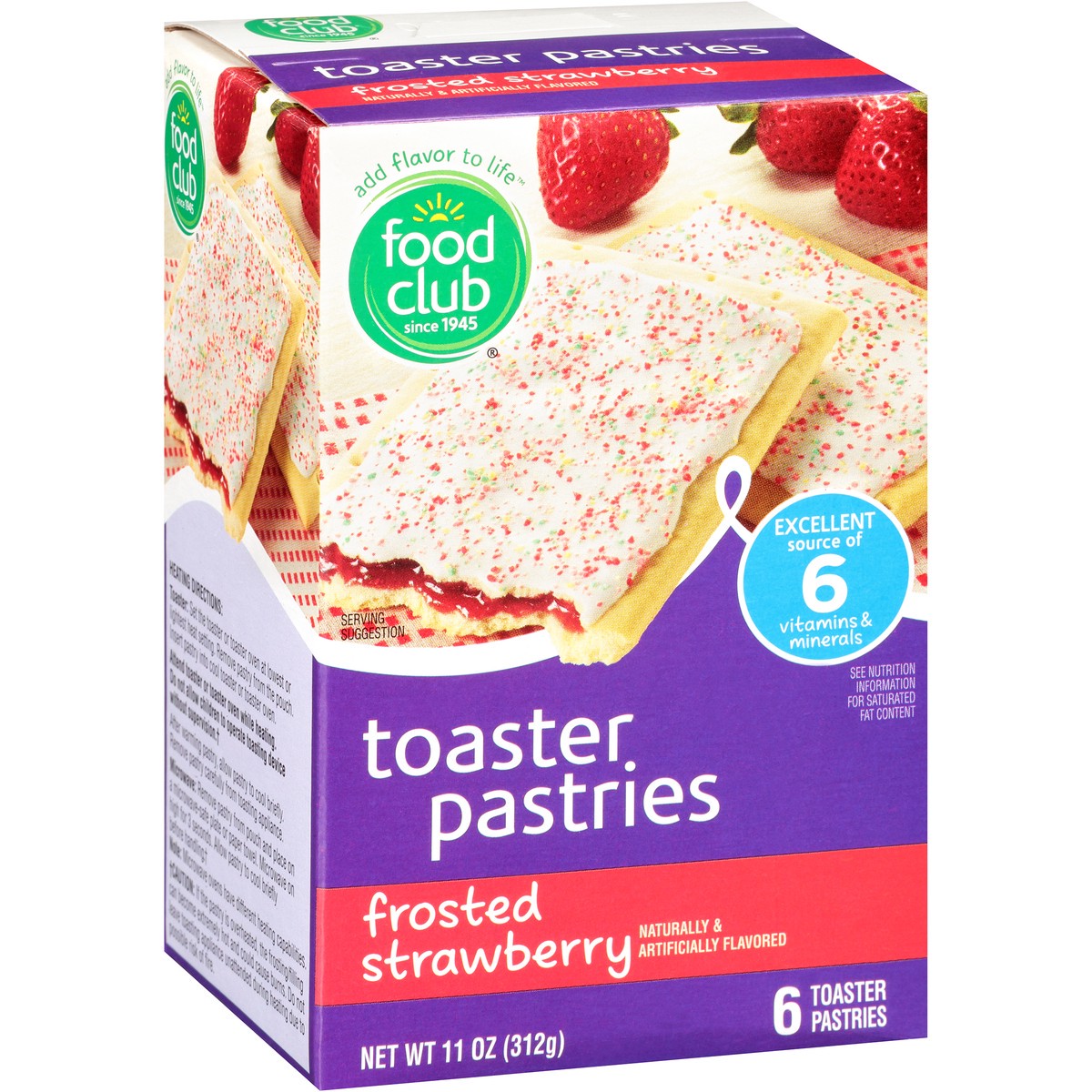 slide 2 of 10, Food Club Strawberry Frosted Toaster Pastries, 6 ct