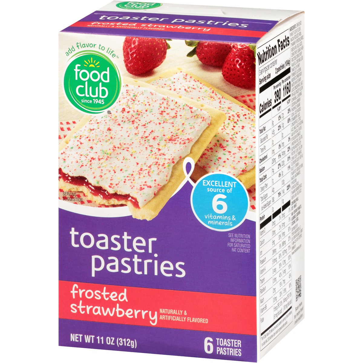 slide 3 of 10, Food Club Strawberry Frosted Toaster Pastries, 6 ct