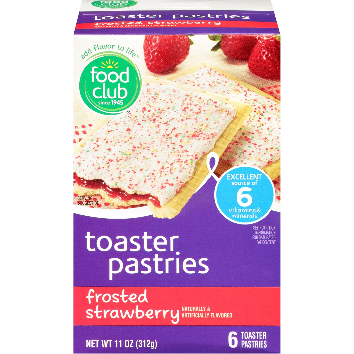 slide 1 of 10, Food Club Strawberry Frosted Toaster Pastries, 6 ct