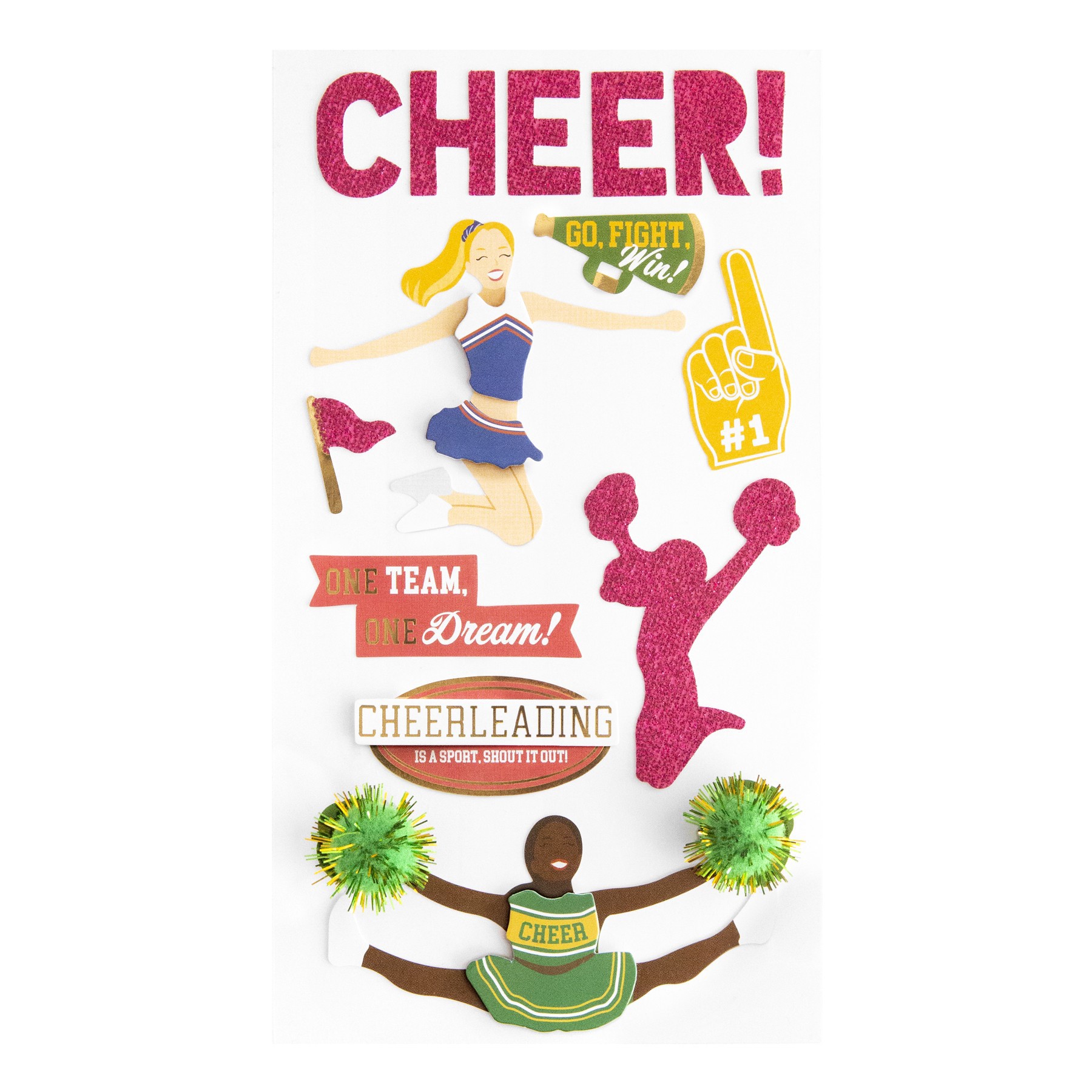 slide 4 of 6, Cheerleading Dimensional Stickers By Recollections, 3.87 in x 7 in