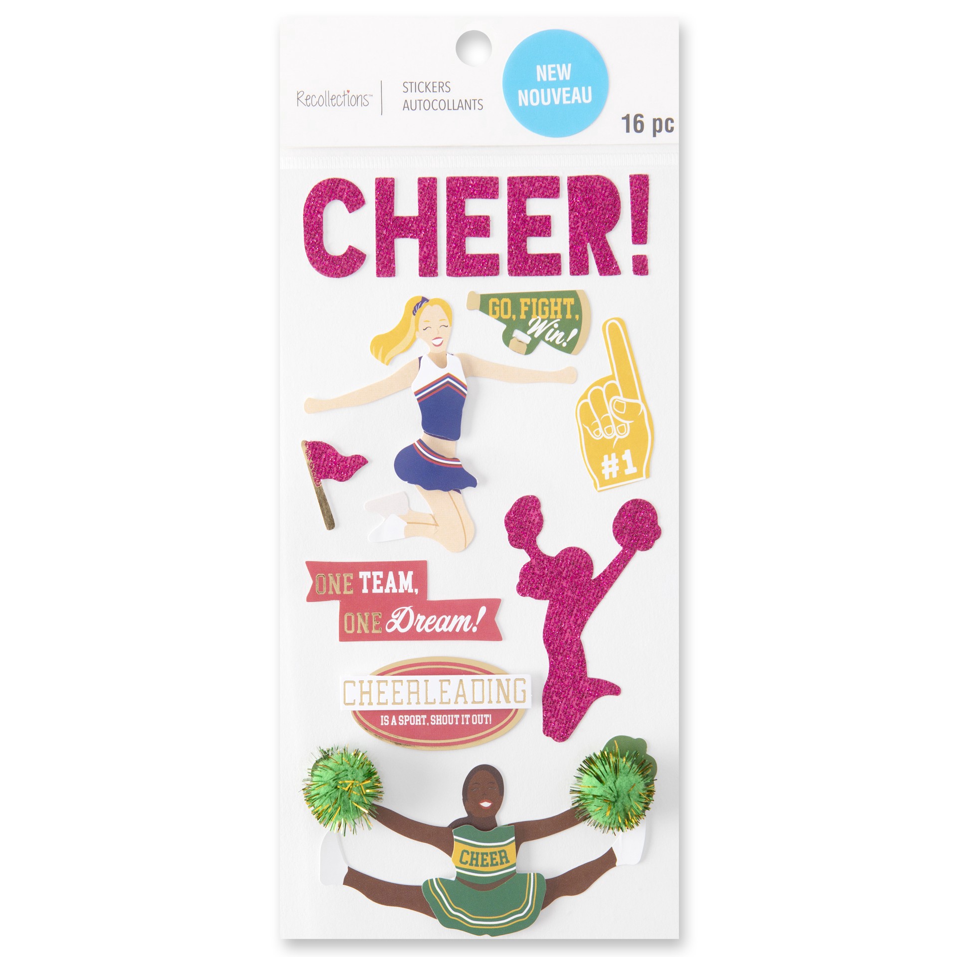 slide 3 of 6, Cheerleading Dimensional Stickers By Recollections, 3.87 in x 7 in