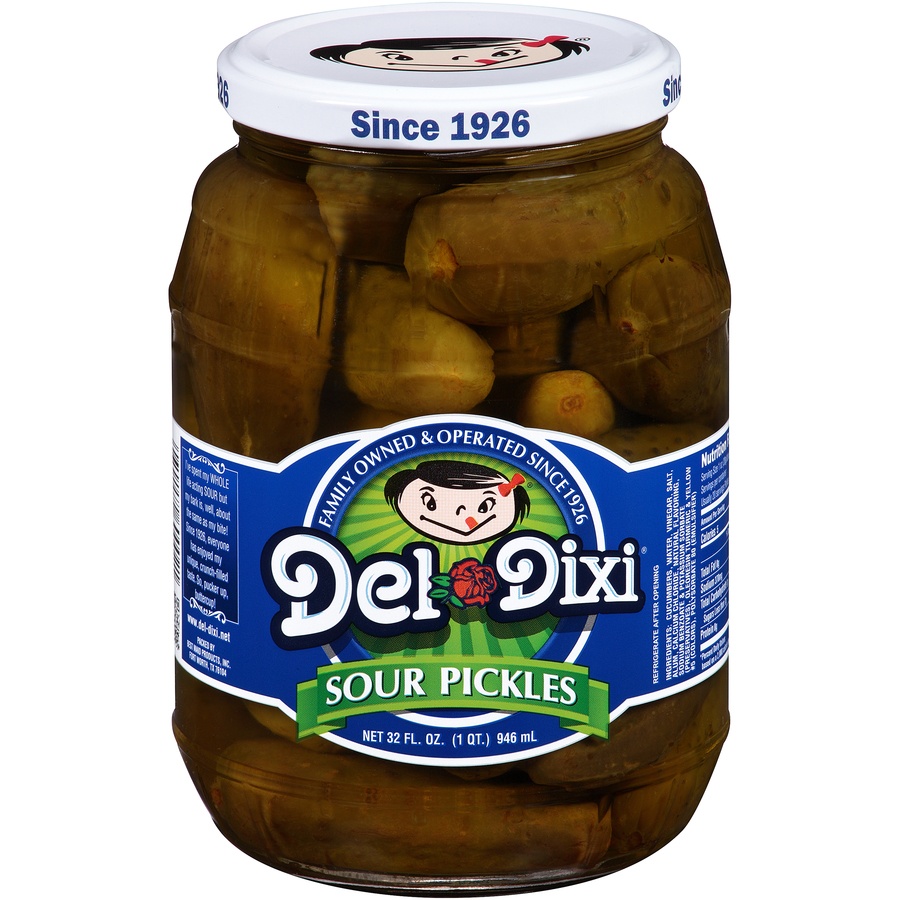 slide 1 of 5, Del-Dixi Sour Pickles, 32 oz