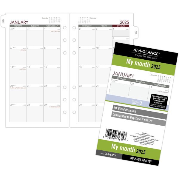 slide 4 of 4, 2025 At-A-Glance Monthly Planner Refill, Portable Size, January To December, 1 ct