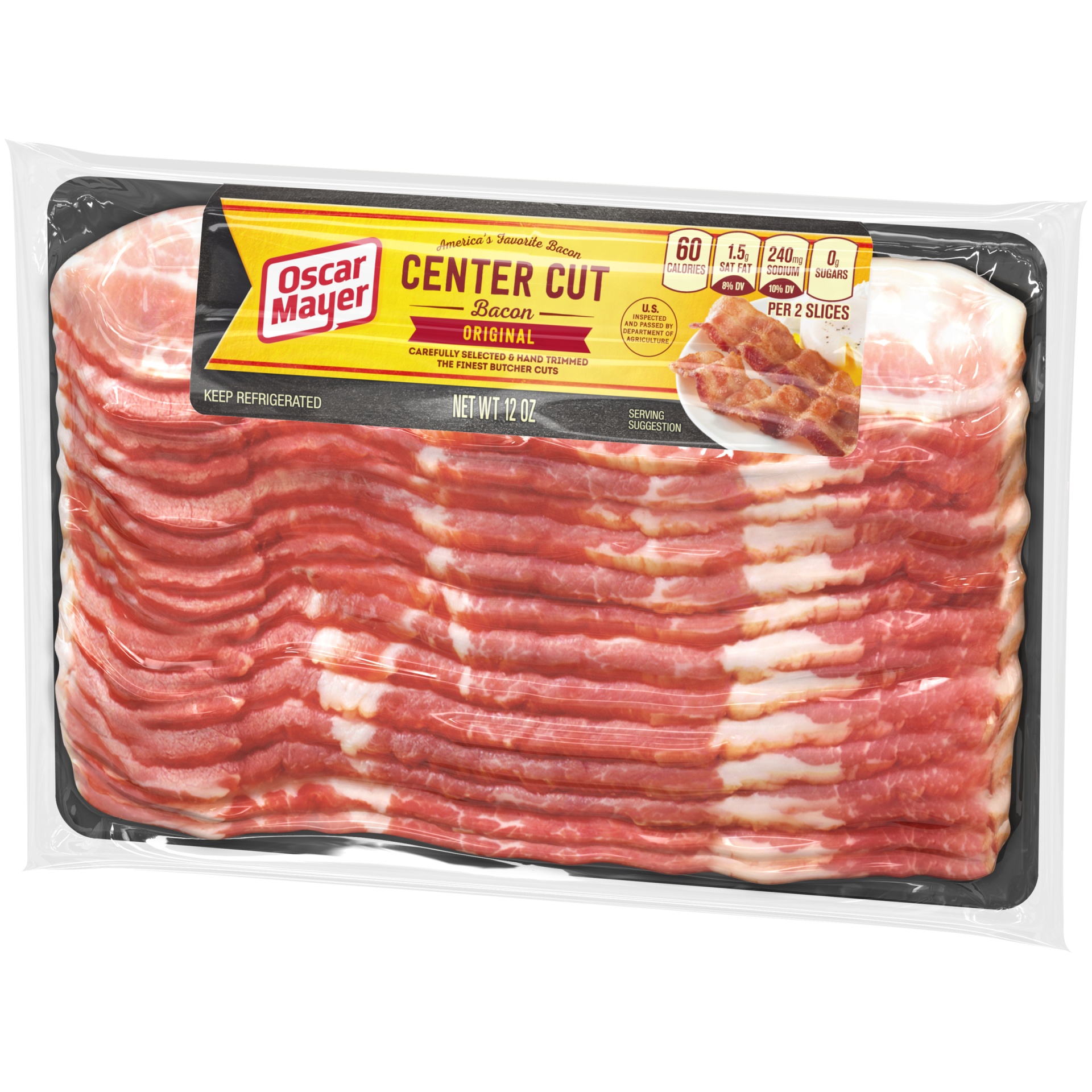 slide 9 of 12, Oscar Mayer Original Center Cut Bacon Pack, 17-19 slices, 12 oz