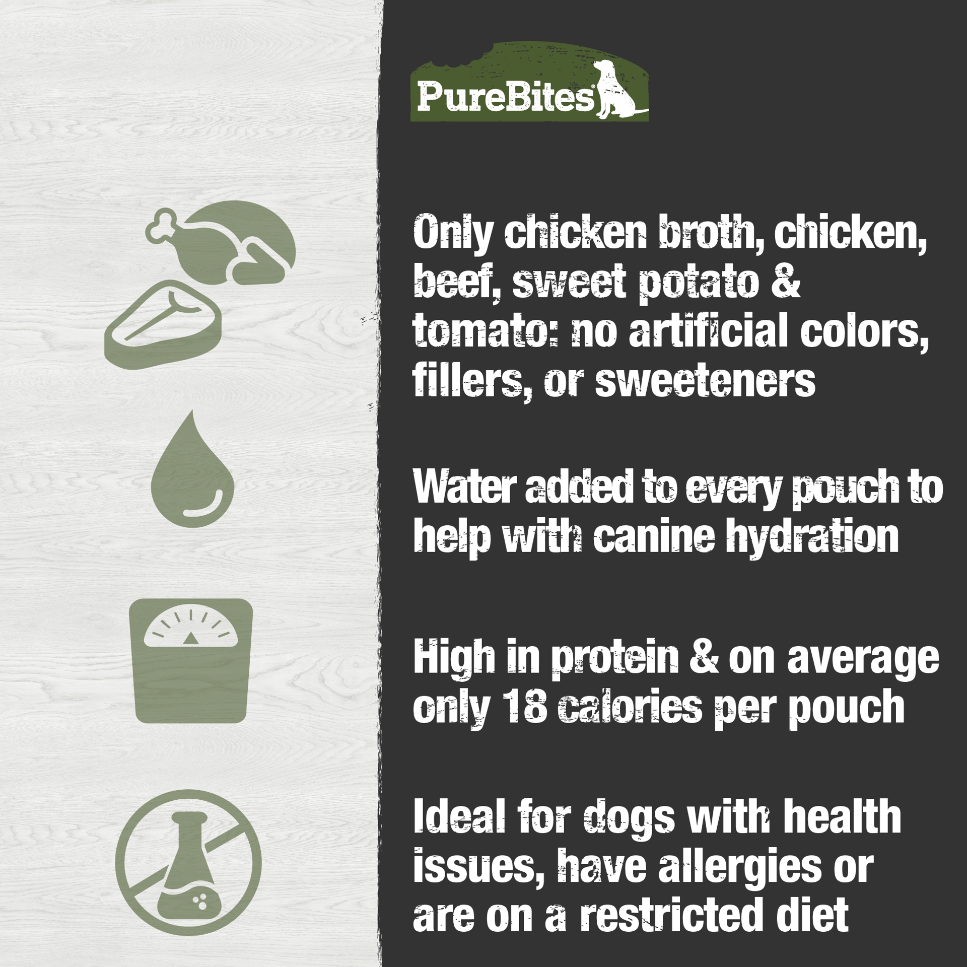 slide 2 of 5, PureBites Broths Dog Treat • Topper 57g | Chicken, Beef & Vegetables | 5 Ingredients | Case of 18, 1 ct