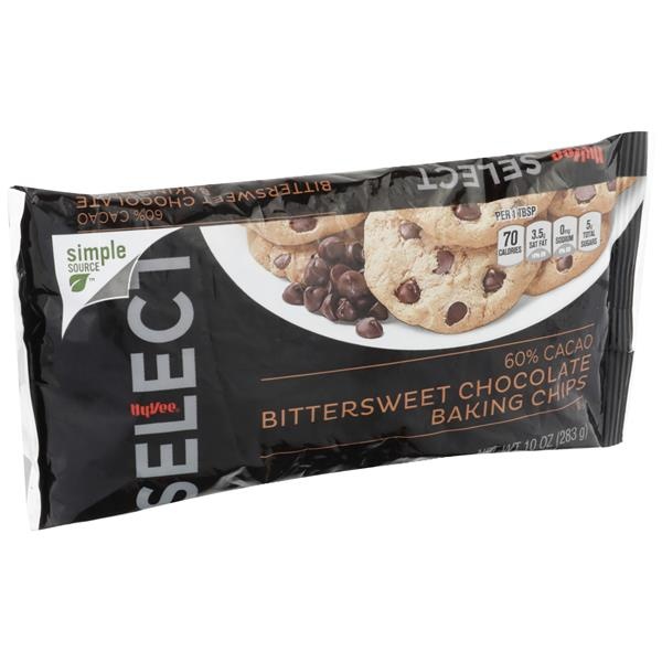 slide 1 of 1, Hy-vee Select Bittersweet Chocolate 60% Cacao Baking Chips, 10 oz