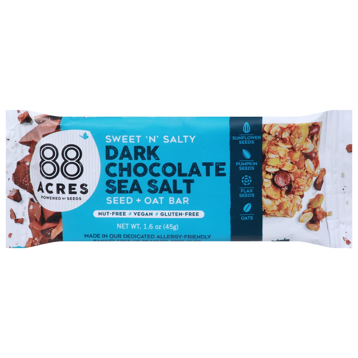 slide 1 of 5, 88 Acres Farm-Raised Bar, Chocolate & Sea Salt, 1.6 oz