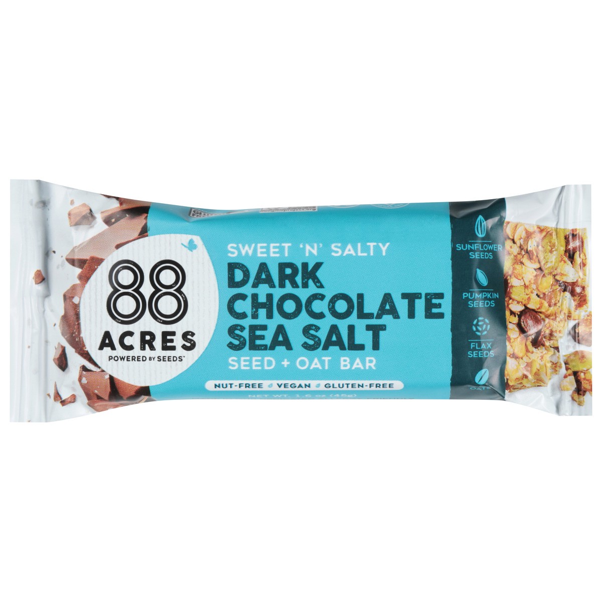 slide 1 of 5, 88 Acres Farm-Raised Bar, Chocolate & Sea Salt, 1.6 oz