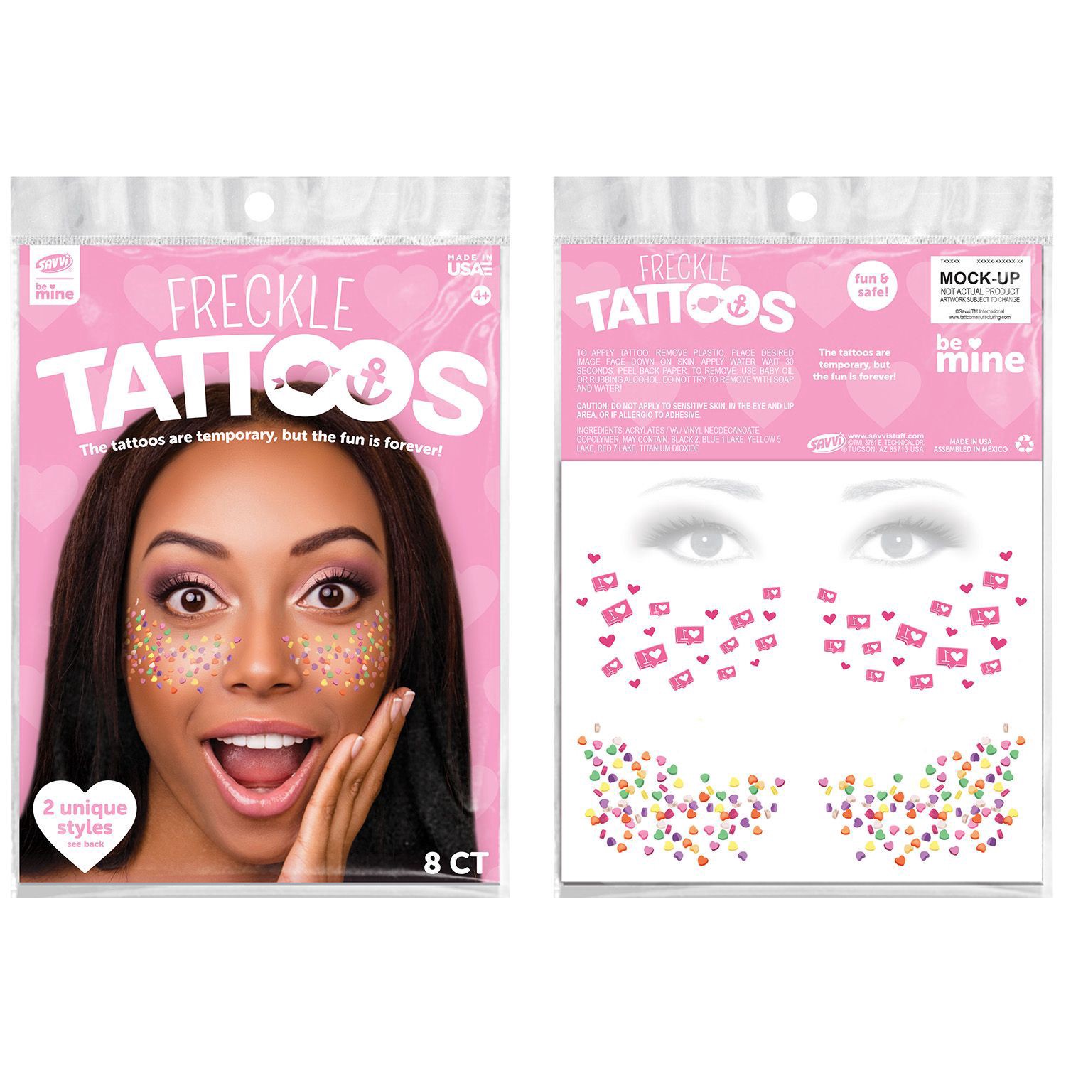 slide 1 of 1, SAVVI Valentine Freckle Tattoos, 1 ct