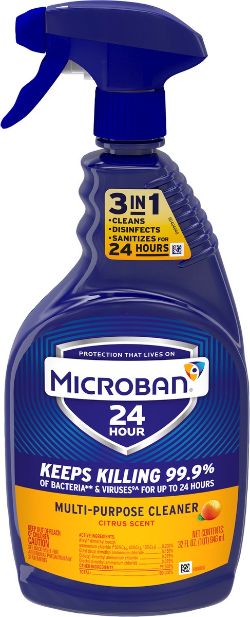 slide 3 of 3, Microban Citrus Scent 24 Hour Multi-Purpose Cleaner and Disinfectant Spray - 32 fl oz, 32 fl oz