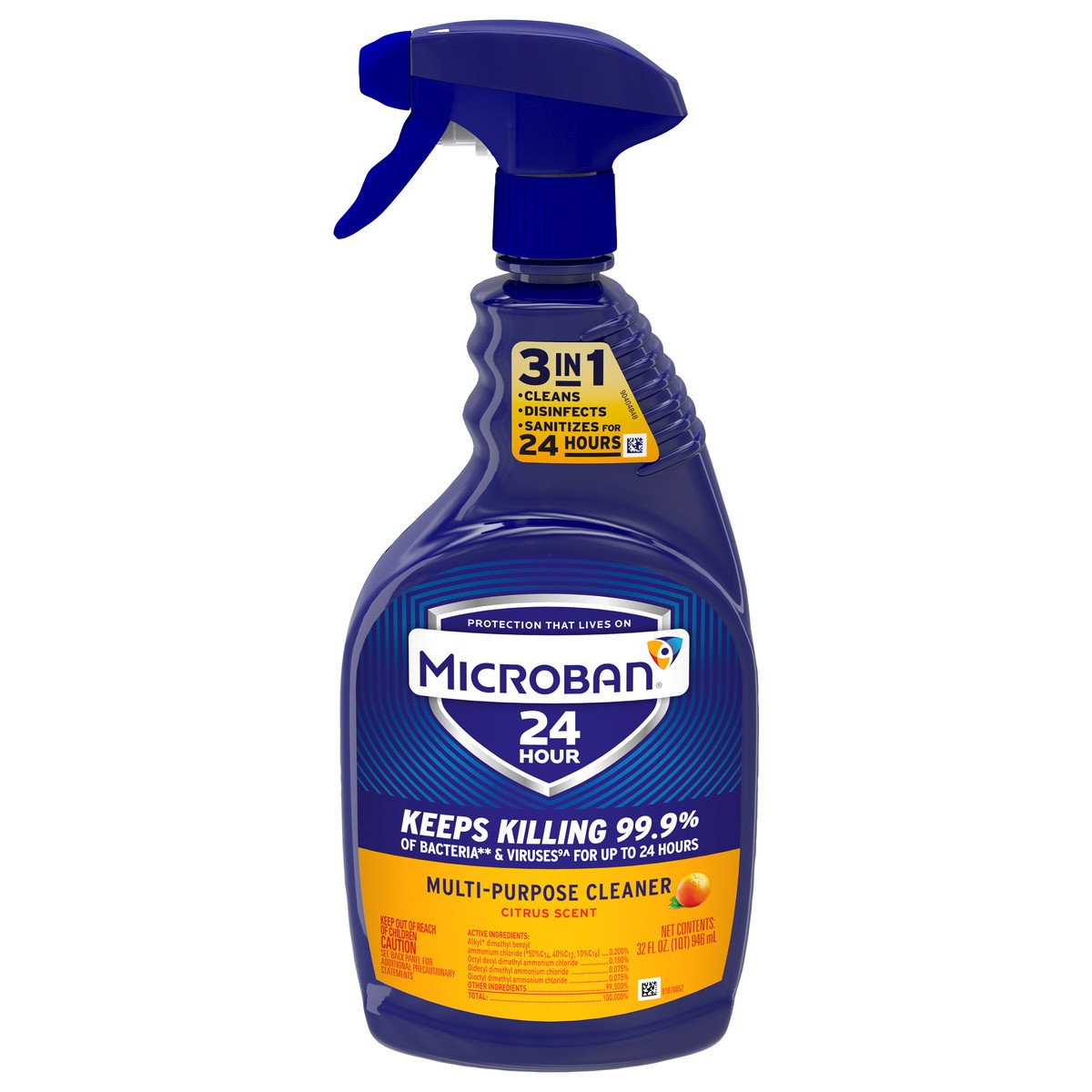 slide 1 of 3, Microban Citrus Scent 24 Hour Multi-Purpose Cleaner and Disinfectant Spray - 32 fl oz, 32 fl oz