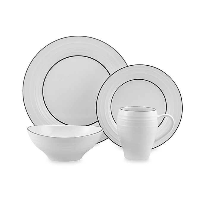 slide 1 of 1, Mikasa Swirl Banded Place Setting, 4 ct