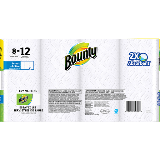 slide 2 of 15, Bounty Select-A-Size White Paper Towels Giant Rolls, 8 ct