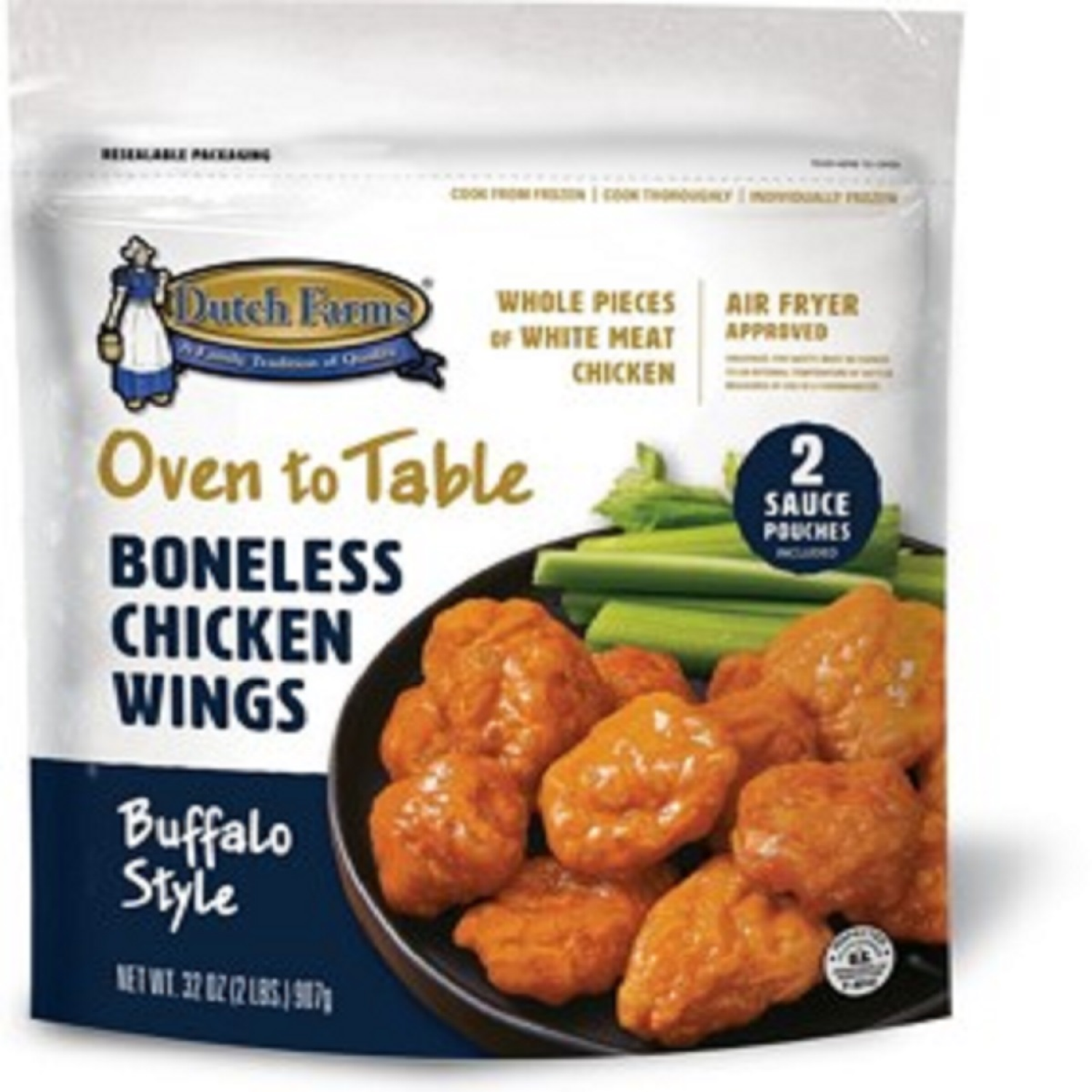 slide 1 of 2, Dutch Farms Buffalo Boneless Chicken Wings, 32 oz